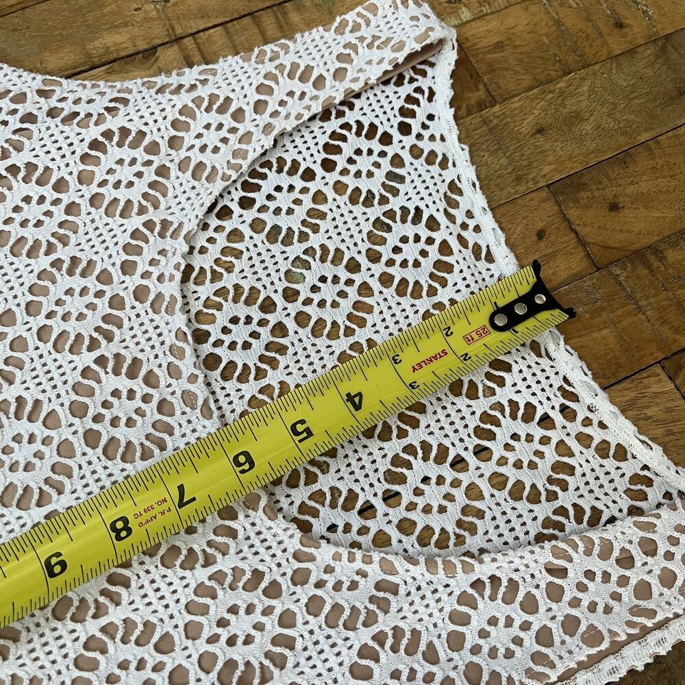 Vtg Dressbarn Lace Eyelet Floral White Sleeveless Pullover Dress Women's Size 10 - Picture 13 of 16
